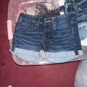Aeropostale Dark Blue Rolled Cuff Denim Shorts